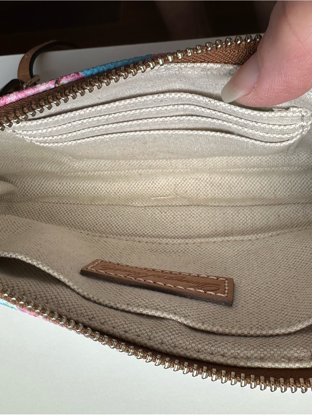 Dooney & Bourke Hydrangea Basketweave Crossbody Pouchette in Sky Blue. K0892215 - Picture 7 of 10